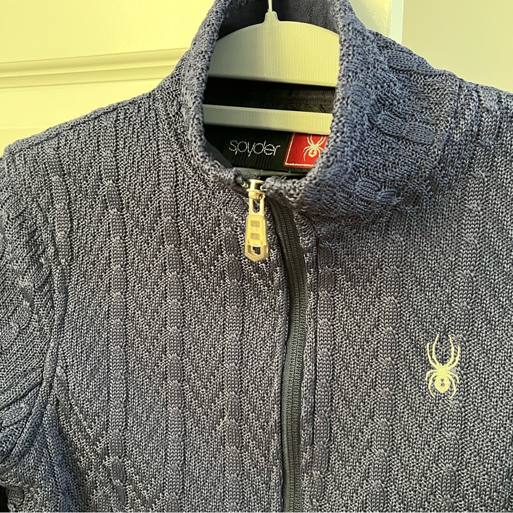 Spyder Women's Navy Fleece Lined  Zip Sweater Jacket
